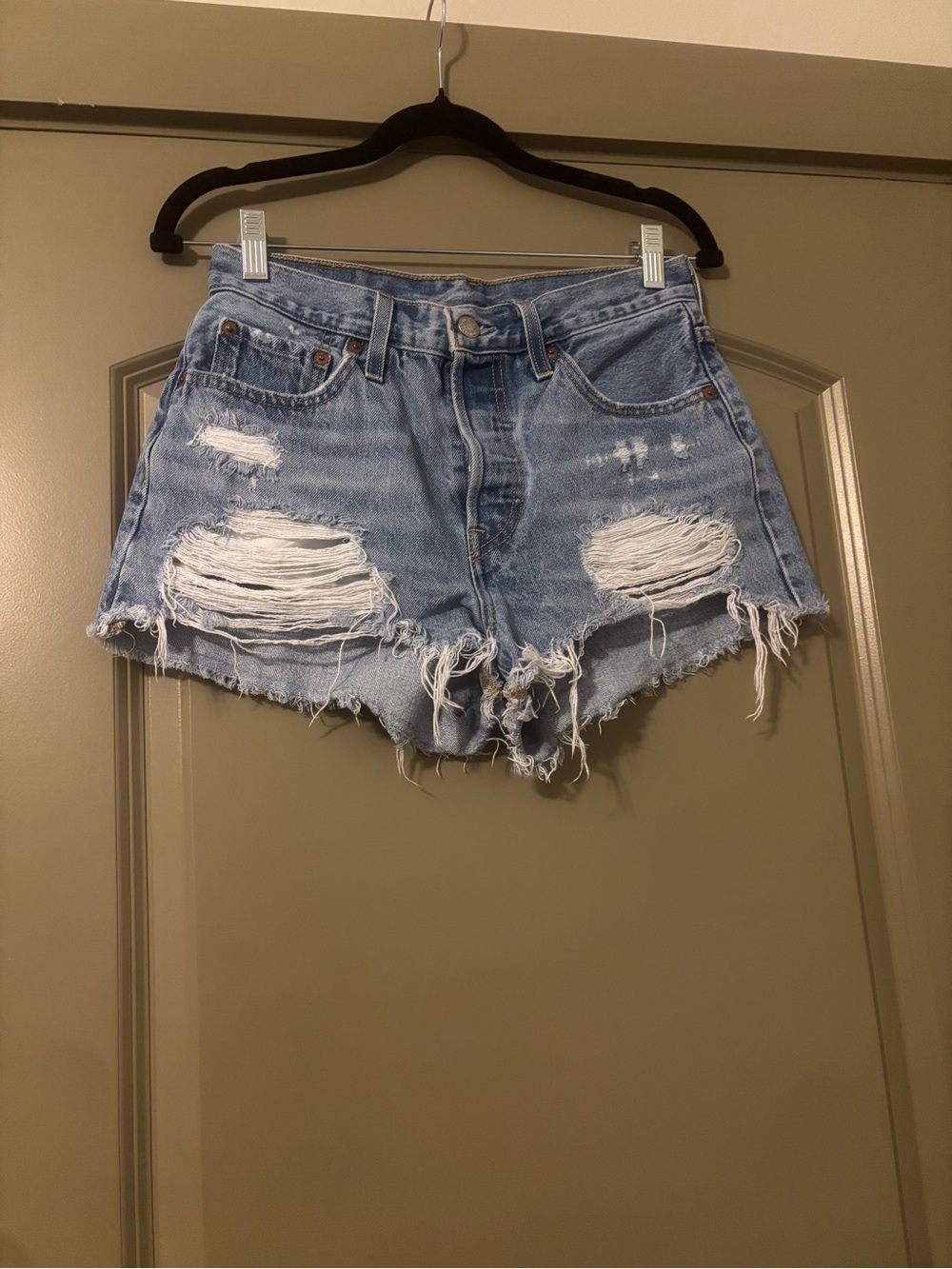 Levi’s 501 W27 Distressed Cutoff Denim Shorts Light Wash Frayed